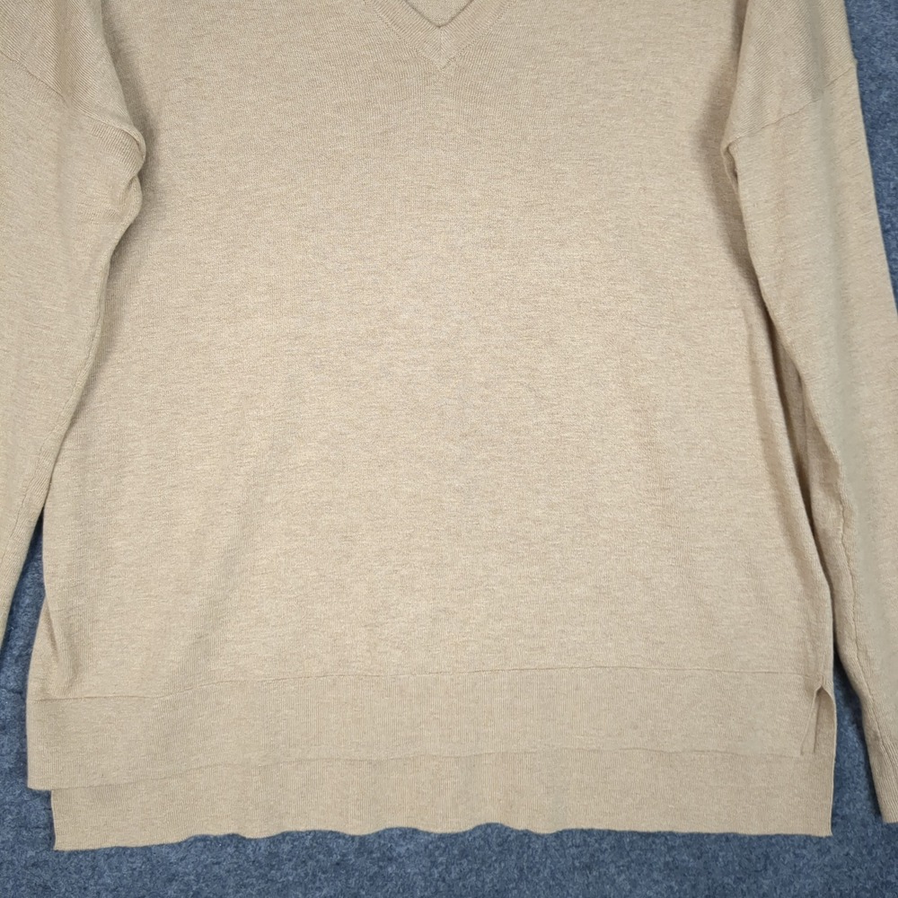 Gap Womens Tan Beige Silk Blend V-Neck Pullover Sweater Size M Drop Shoulder - Picture 5 of 11